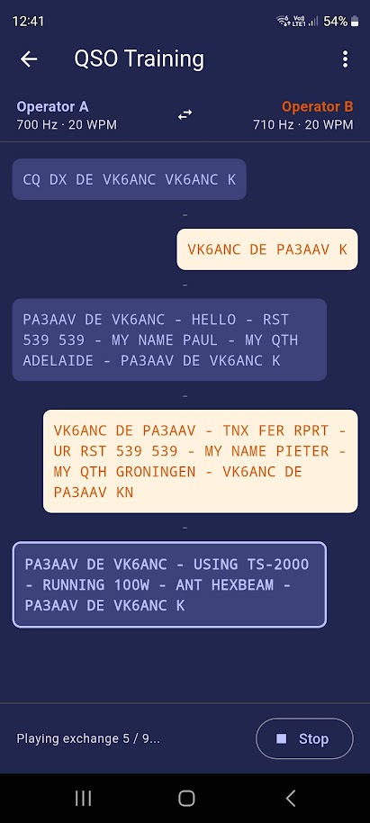 Ragchew QSO exchange